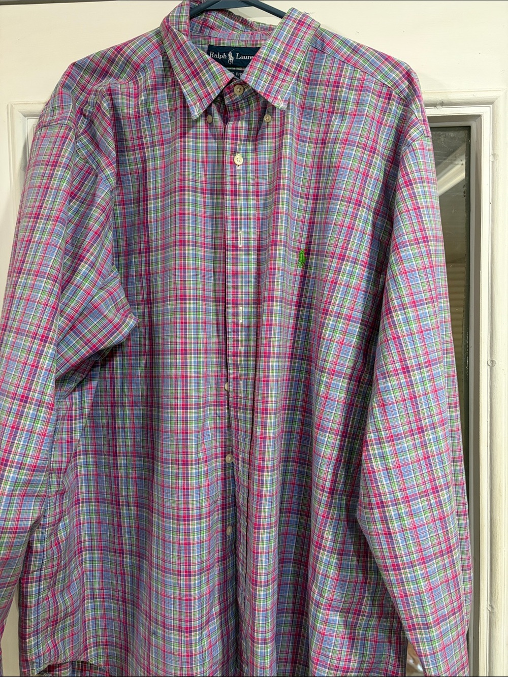 Ralph Lauren Pink, Green & Blue Plaid Cotton Button-Down Shirt